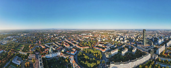 Panorama of wroclaw city in poland. european city architecture