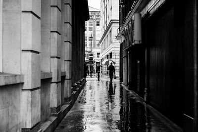 Narrow alley along buildings