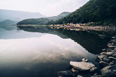 Scenic view of lake against sky