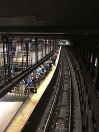 High angle view of railroad station platform