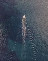 Aerial view of boat in sea