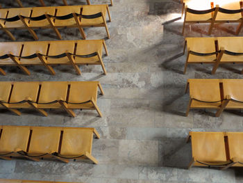 Lounge chairs in row