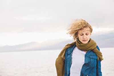 Young woman hiking at death valley national park