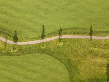 High angle view of golf course