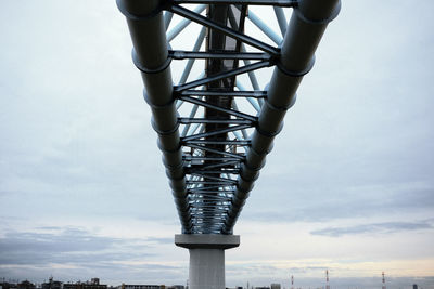 Low angle view of metallic structure against sky