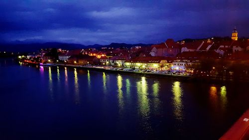 Illuminated city at night