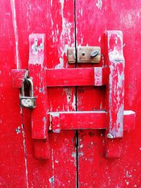 Close-up of red door