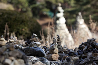 Stack of stones at buddhist temple