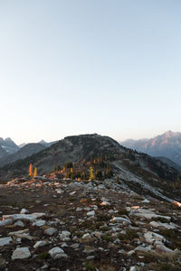 Scenic view of mountains against clear sky