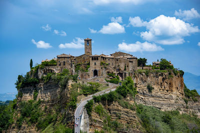 Low angle view of fort against sky