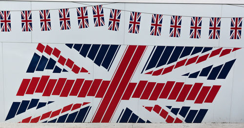 Low angle view of flag against sky