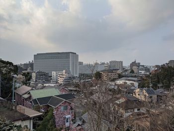 High angle view of townscape against sky