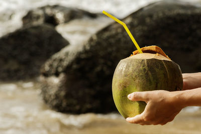 Cropped hand holding watermelon