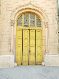 Closed door of old building