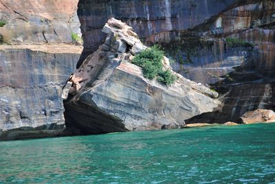 Rock formation in sea