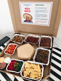 High angle view of spices for sale at market stall