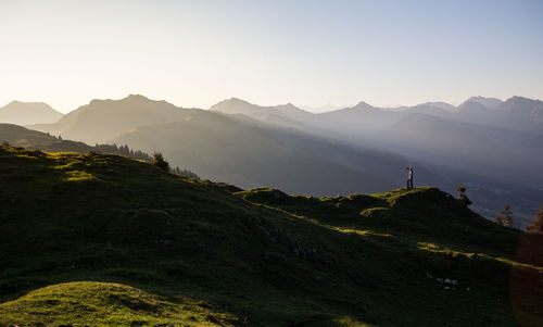 Scenic view of mountains against clear sky