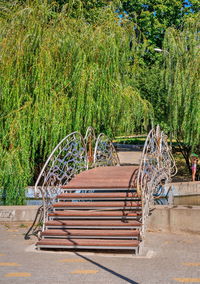 Forged bridge in the victory park of odessa, ukraine, on a sunny autumn day