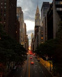 Traffic on road in city