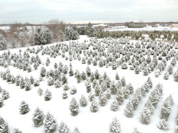 Scenic view of snow covered field against sky