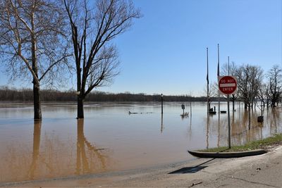 February 2018 flood of aurora, indiana. flood receding