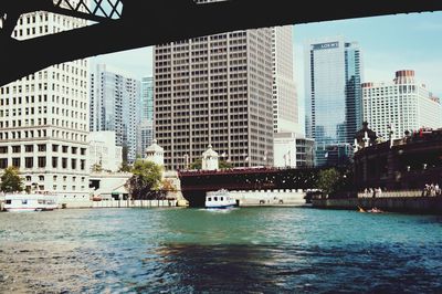 City skyline with river in background