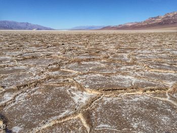 Salt pans in badwater basin in death valley national park in california
