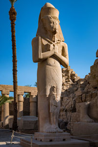 Low angle view of statue against the sky