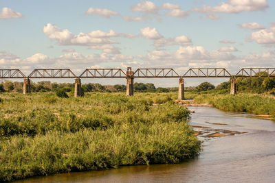 Bridge over river against sky