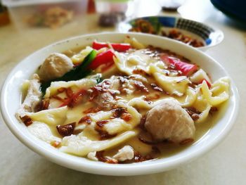 Close-up of meal served in bowl