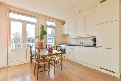 View of dining table at modern home