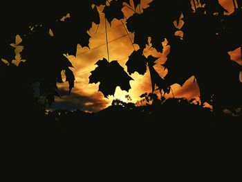 Silhouette trees against sky at sunset