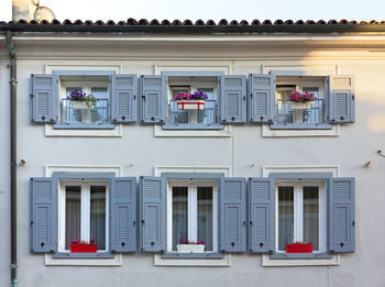 Gradisca d'isonzo, italy - april 20, 2018 - detail of the elegant facade of a house