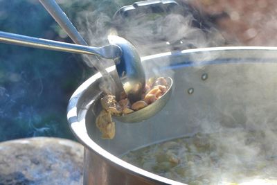 High angle view of crab in water