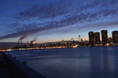 Manhattan skyline during sunset.
