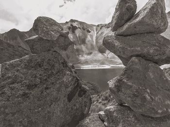 Lake view at the top of nevado de colima volcano