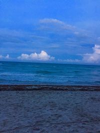 Scenic view of sea against blue sky