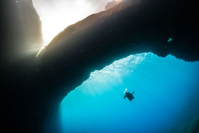 Person swimming in sea