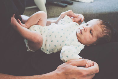 Midsection of father with daughter