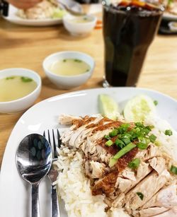 Close-up of food in plate on table