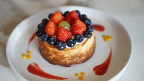 Close-up of strawberries in plate