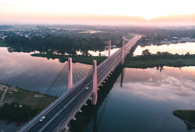 High angle view of bridge over river against sky