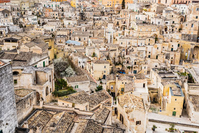 High angle view of buildings in city