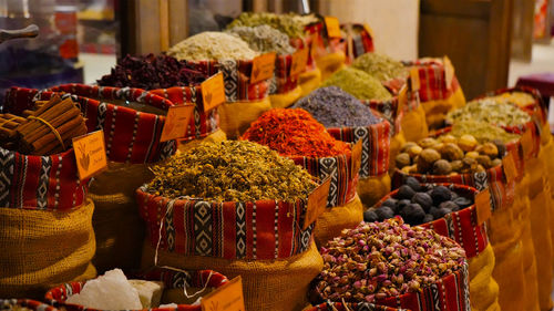 Various vegetables for sale at market stall