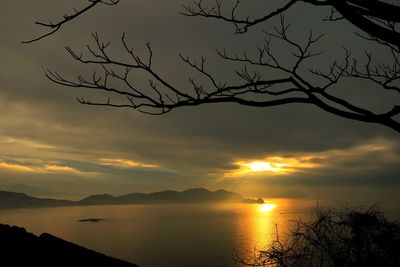 Scenic view of sea at sunset