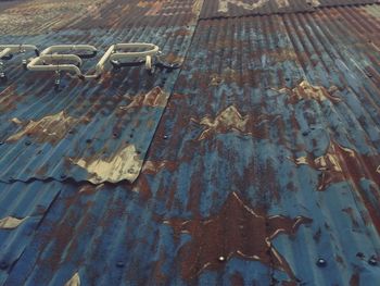 High angle view of weathered wall