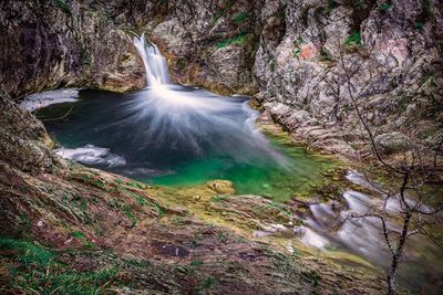 Scenic view of waterfall