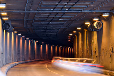 Cars driving through tunnel