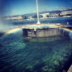 View of buildings in water
