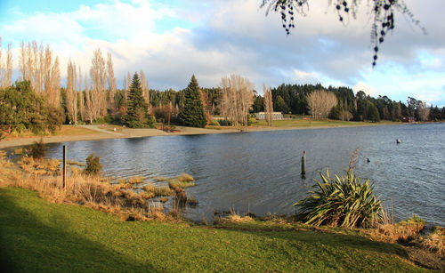 Scenic view of lake against sky